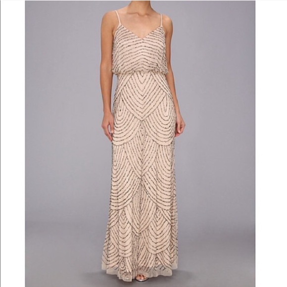 Adrianna Papell beaded blouson gown- BLUSH - Picture 1 of 4